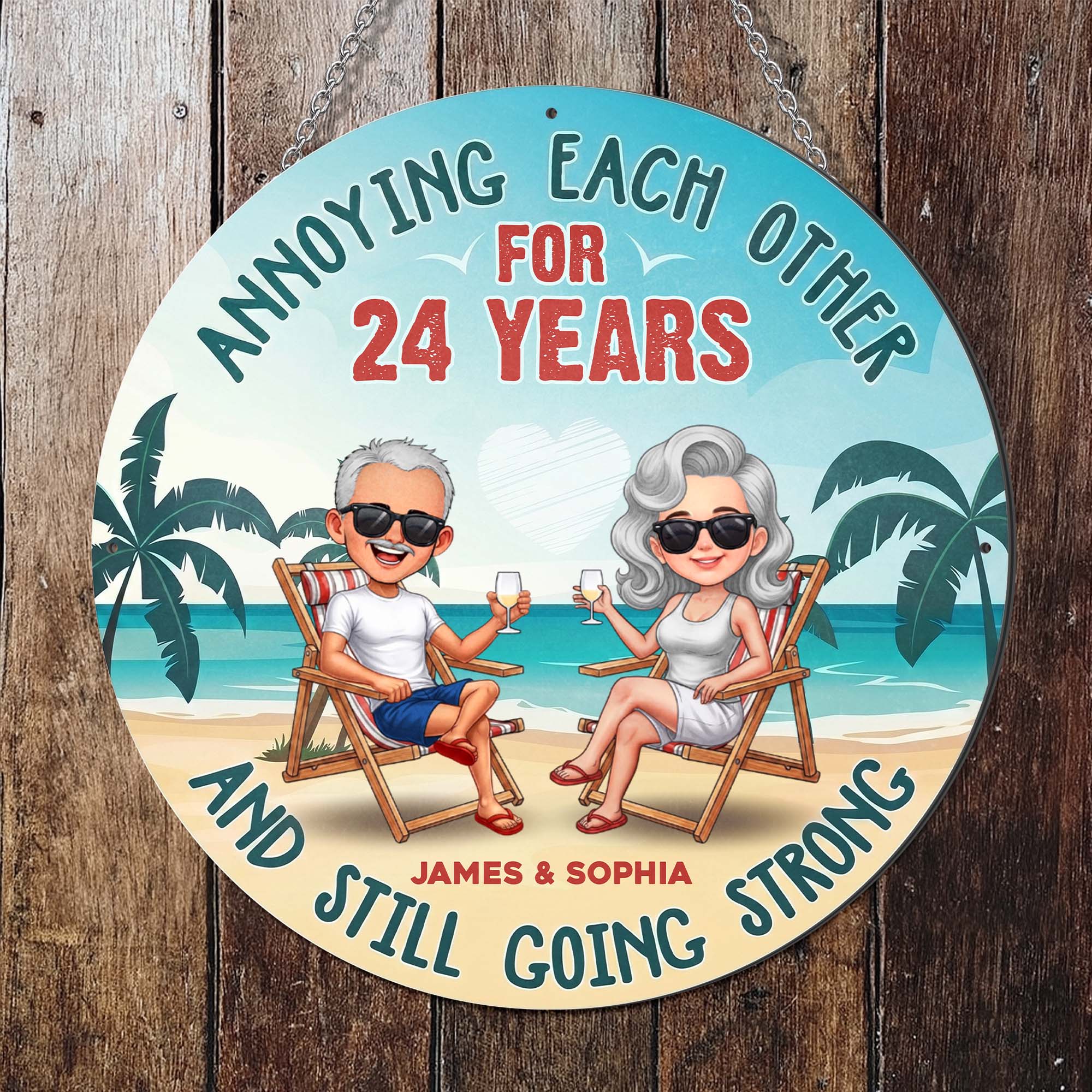 Personalized Beach Couple Metal Sign Custom Name Gift