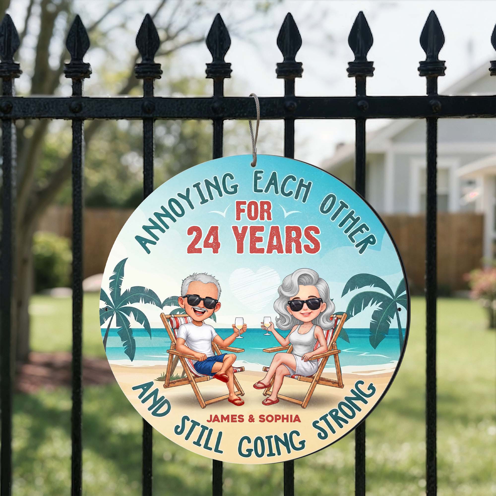 Personalized Beach Couple Metal Sign Custom Name Gift