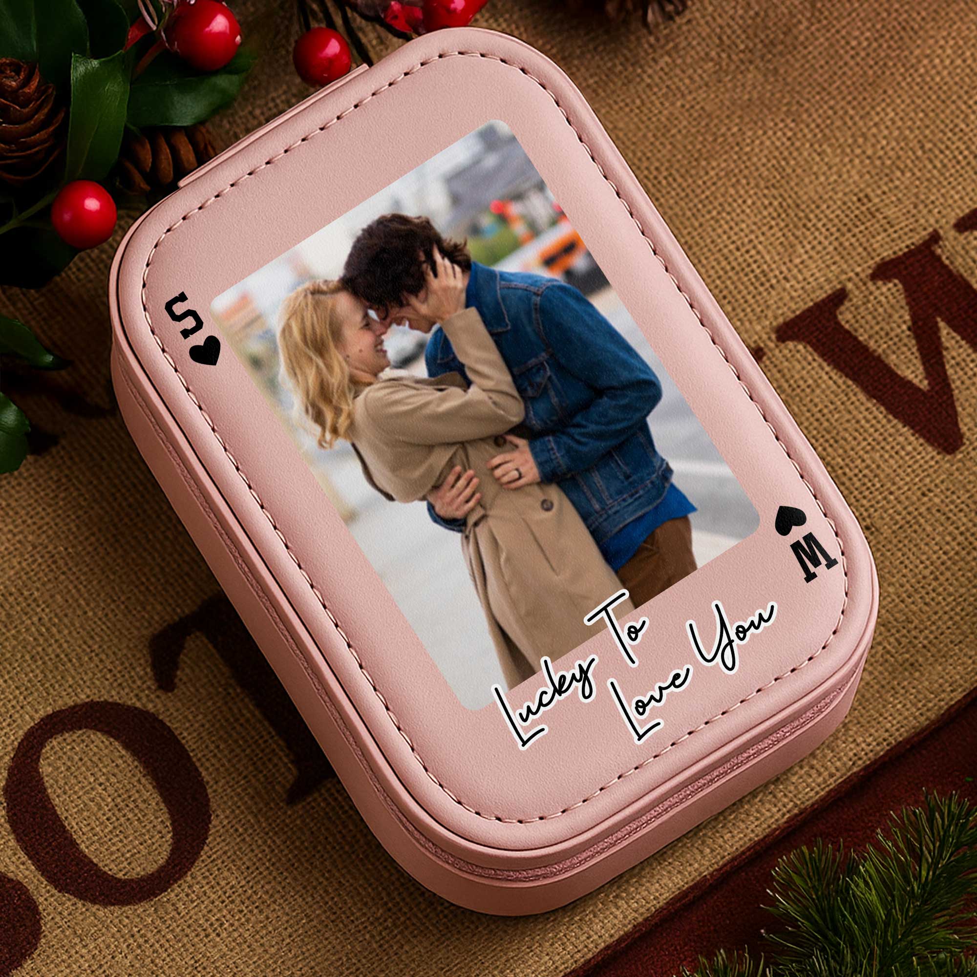 Personalized LED Mirror Jewelry Box Custom Name Gift for Couples