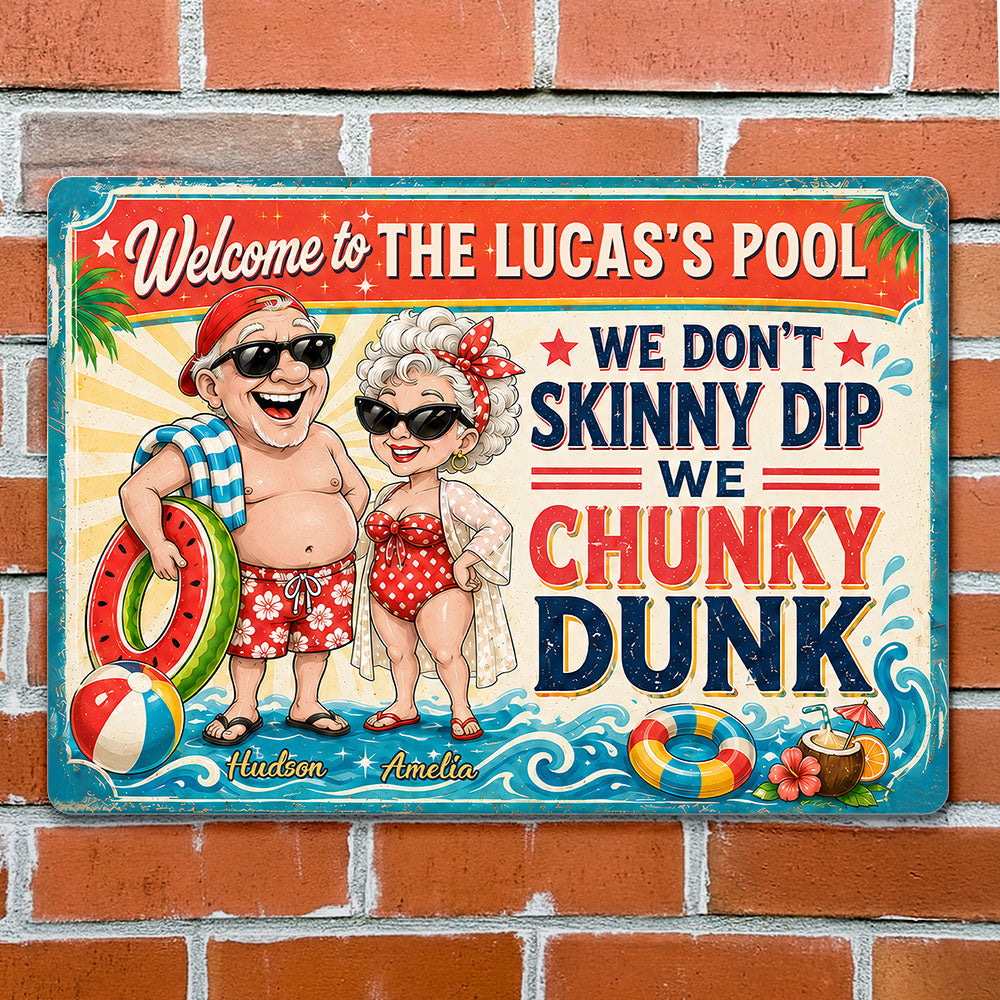 Personalized Metal Sign Welcome to Our Pool Custom Name Gift for Couple