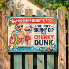Load image into Gallery viewer, Personalized Metal Sign Welcome to Our Pool Custom Name Gift for Couple
