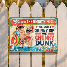 Load image into Gallery viewer, Personalized Metal Sign Welcome to Our Pool Custom Name Gift for Couple
