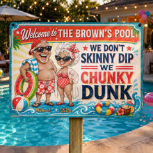 Load image into Gallery viewer, Personalized Metal Sign Welcome to Our Pool Custom Name Gift for Couple
