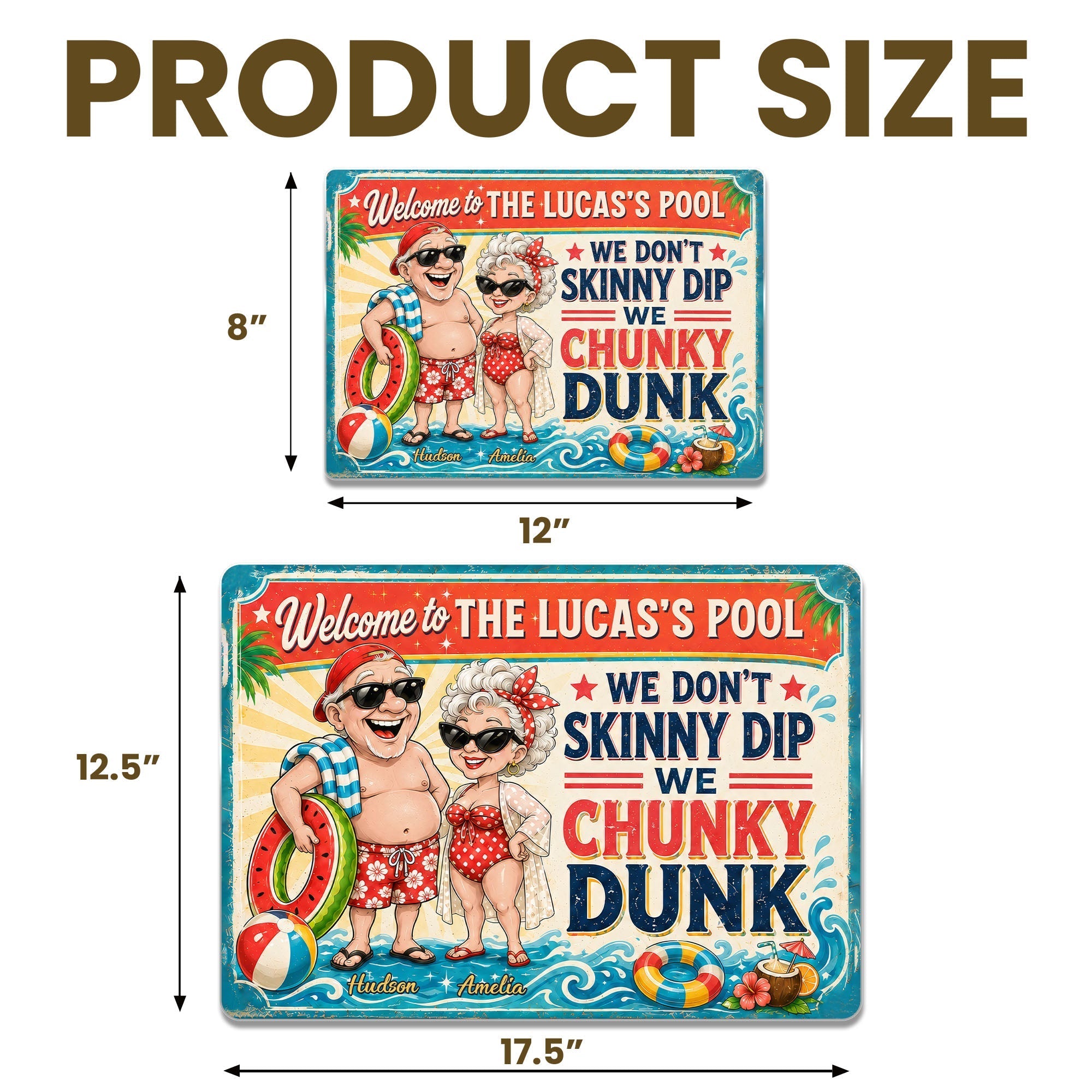 Personalized Metal Sign Welcome to Our Pool Custom Name Gift for Couple
