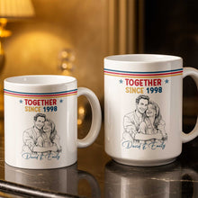 Load image into Gallery viewer, Personalized Retro Stripes Coffee Mug Custom Couple Gift
