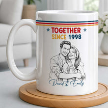 Load image into Gallery viewer, Personalized Retro Stripes Coffee Mug Custom Couple Gift
