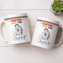 Load image into Gallery viewer, Personalized Retro Stripes Coffee Mug Custom Couple Gift

