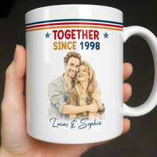 Load image into Gallery viewer, Personalized Retro Couple Portrait Coffee Mug Custom Art Gift
