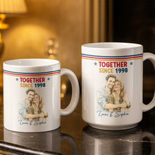 Load image into Gallery viewer, Personalized Retro Couple Portrait Coffee Mug Custom Art Gift
