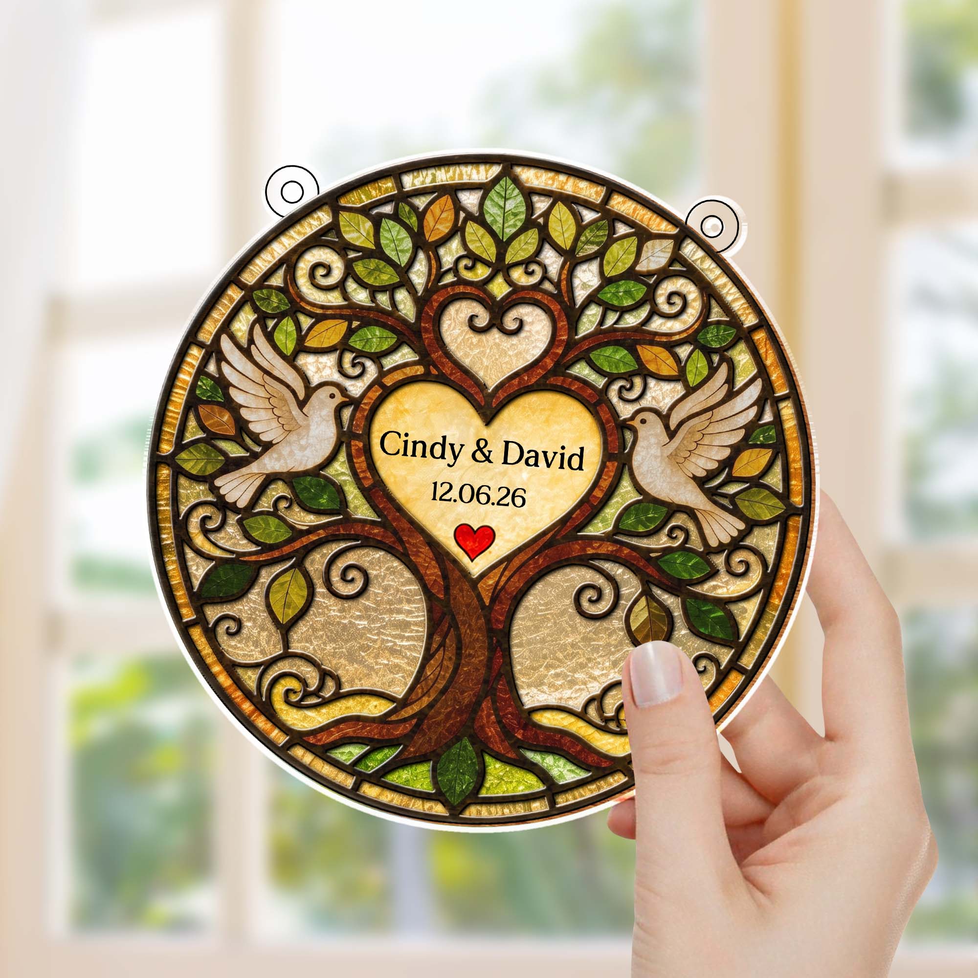 Personalized Tree of Life Suncatcher Custom Name Gift for Couple