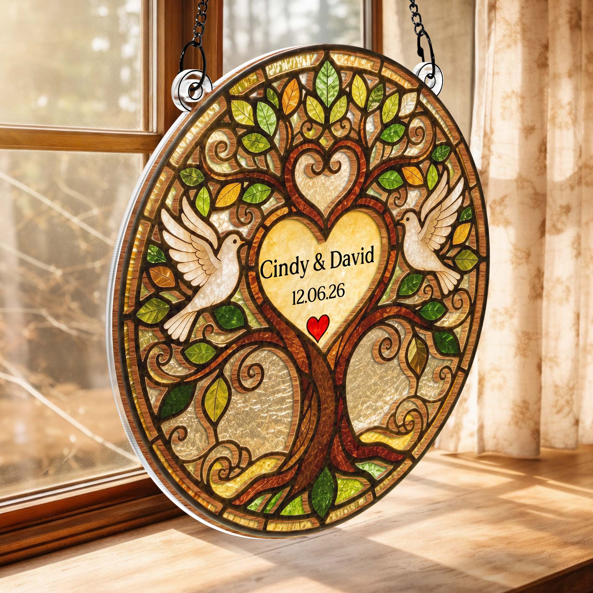 Personalized Tree of Life Suncatcher Custom Name Gift for Couple