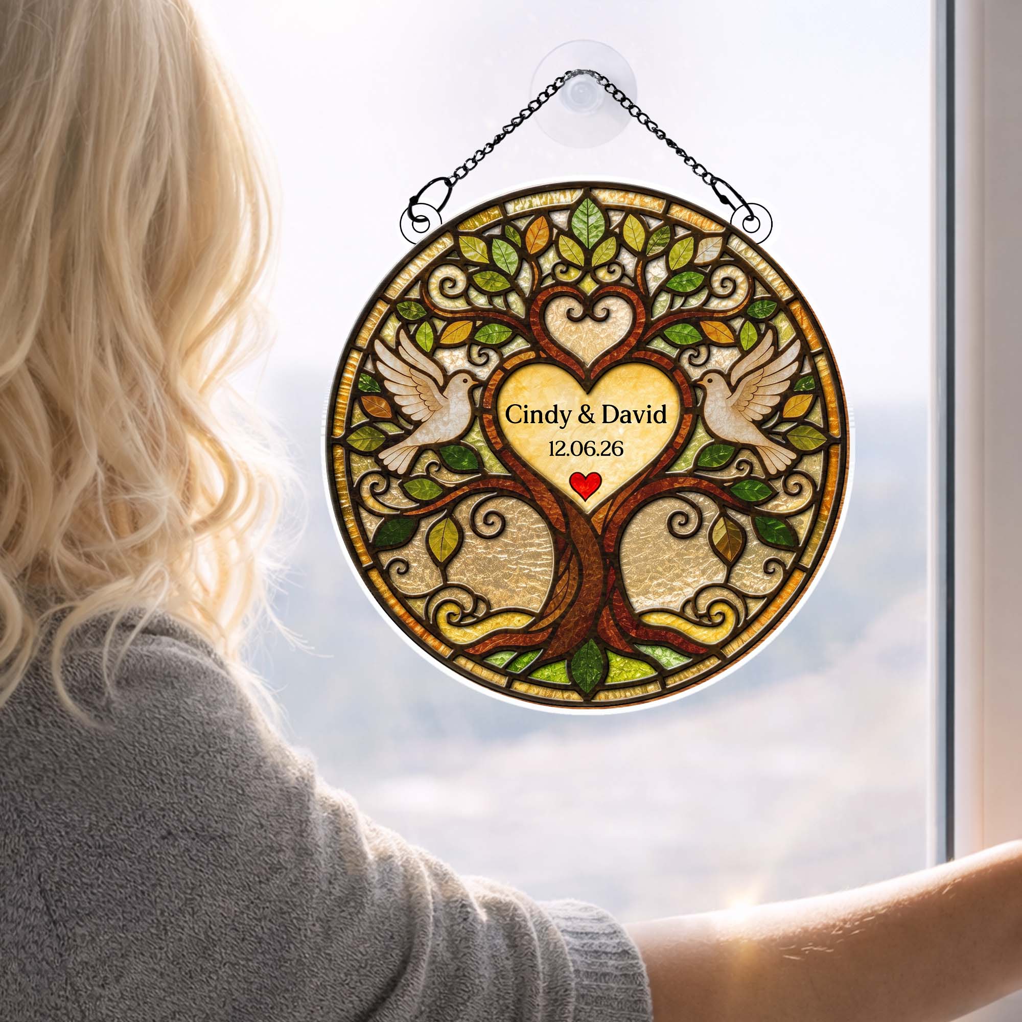 Personalized Tree of Life Suncatcher Custom Name Gift for Couple