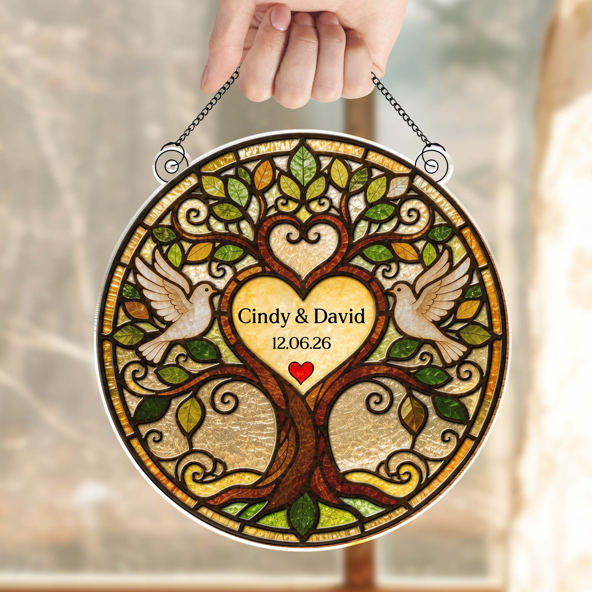 Personalized Tree of Life Suncatcher Custom Name Gift for Couple