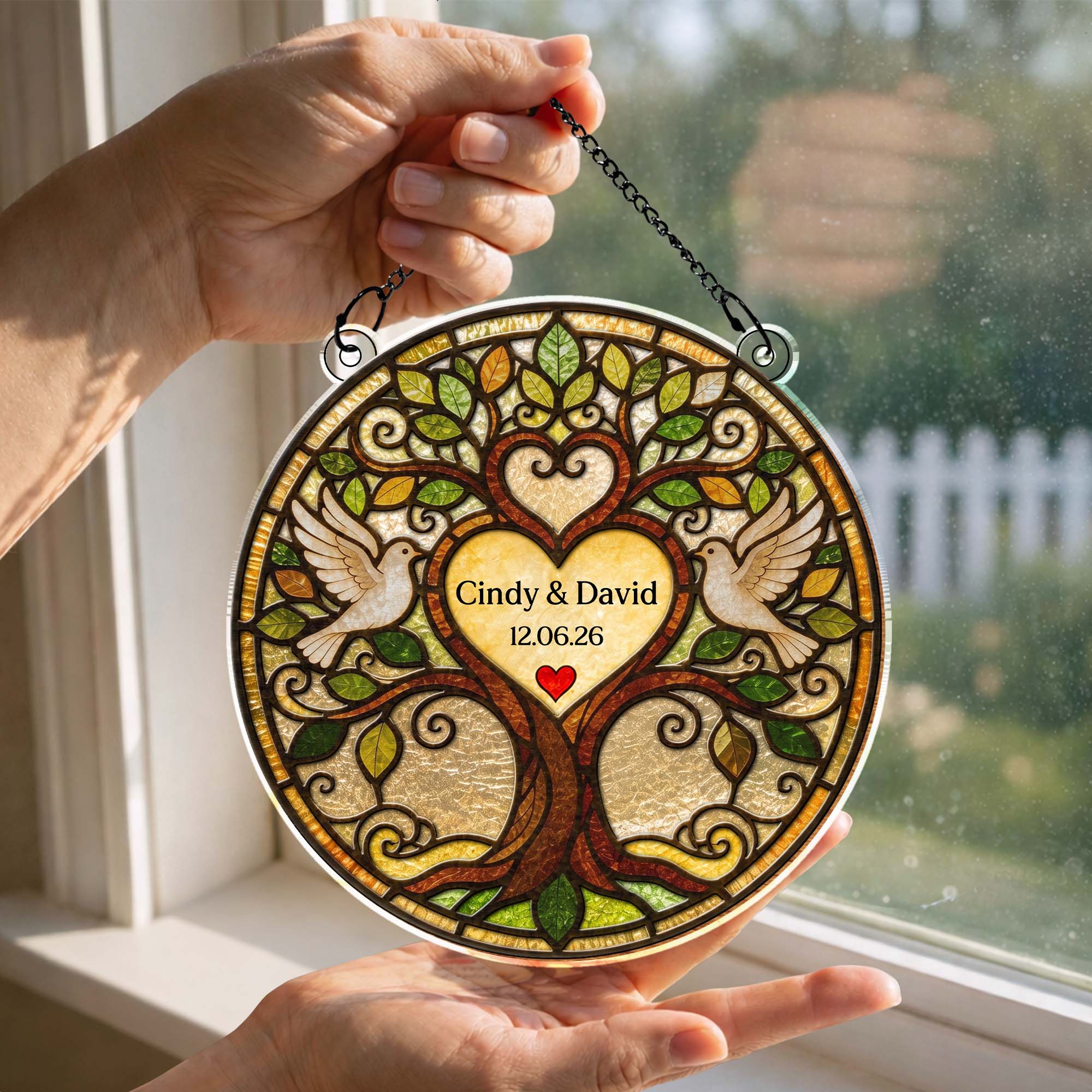 Personalized Tree of Life Suncatcher Custom Name Gift for Couple