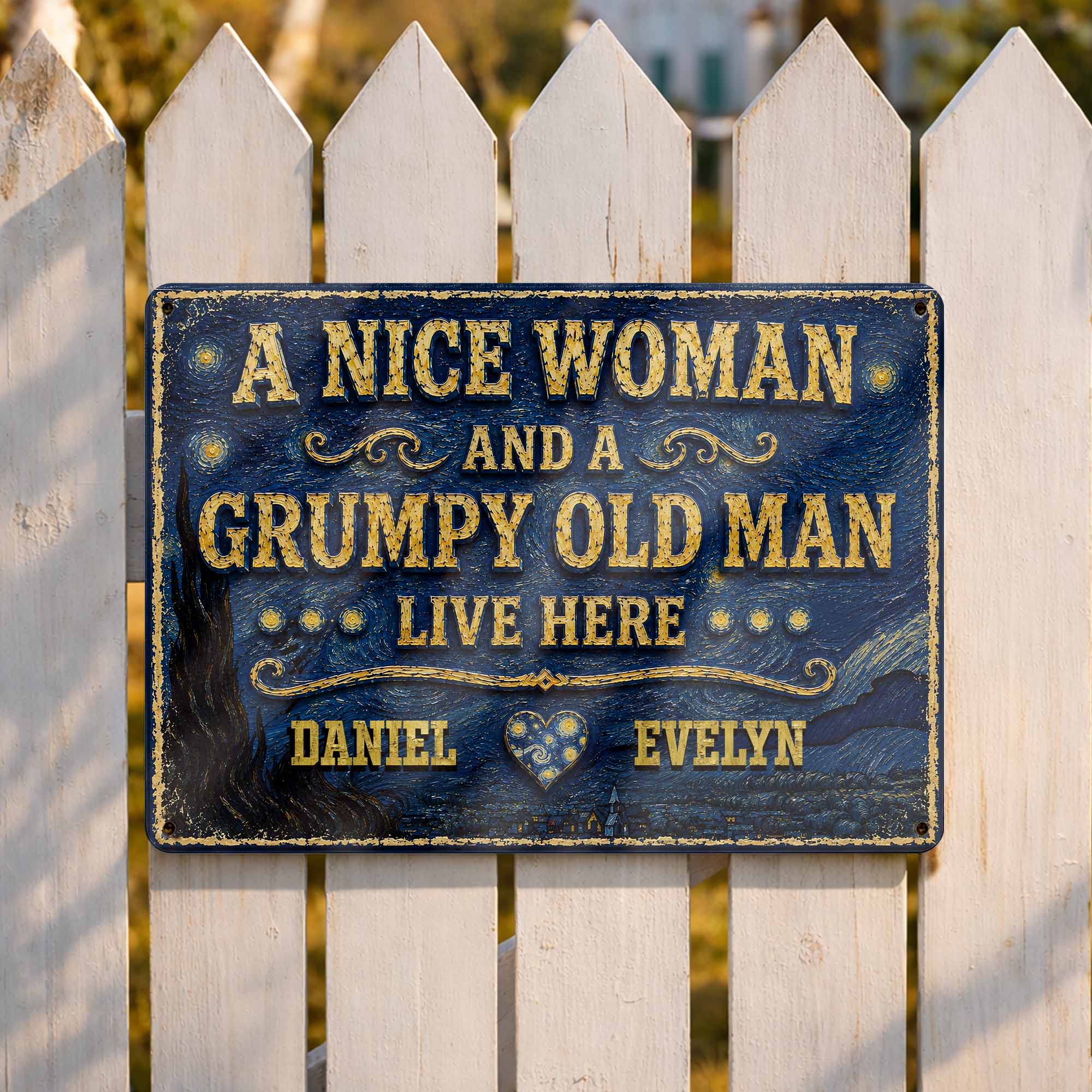 Personalized Metal Sign Custom Name Heart Gift for Couples