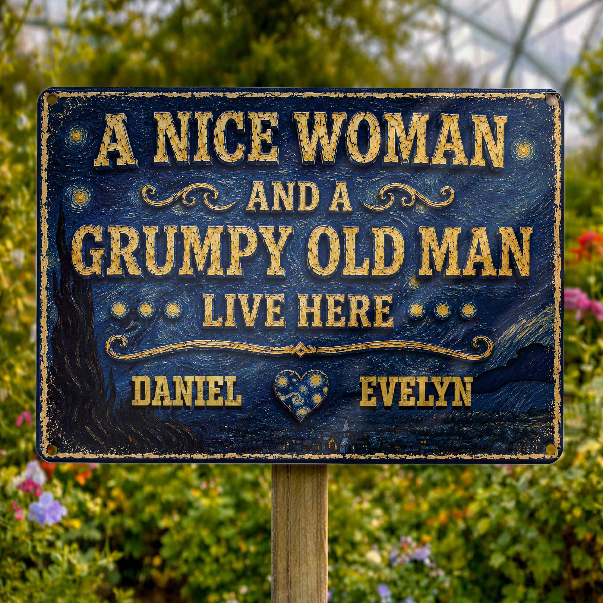 Personalized Metal Sign Custom Name Heart Gift for Couples