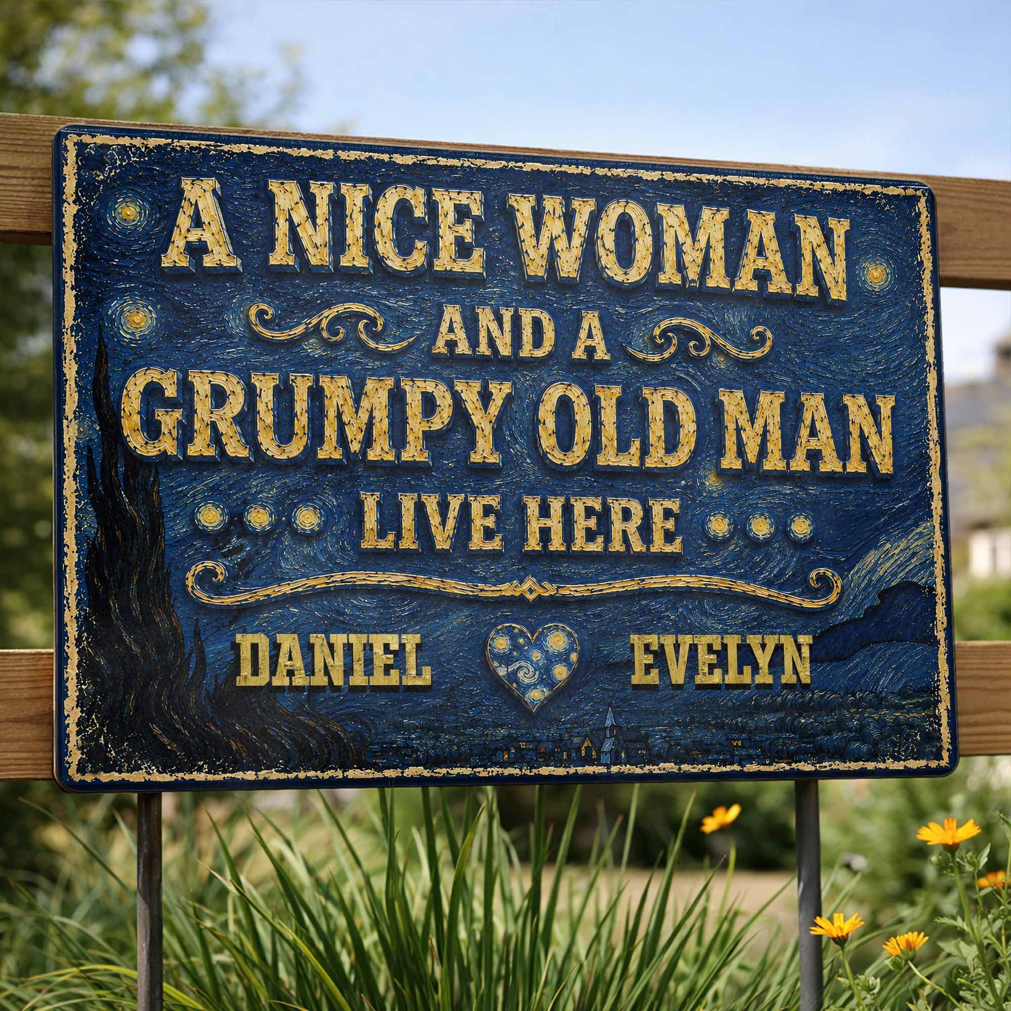 Personalized Metal Sign Custom Name Heart Gift for Couples