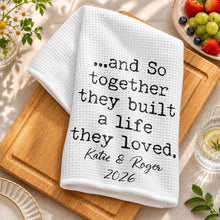 Load image into Gallery viewer, Personalized Kitchen Towel with Custom Names Couples Gift
