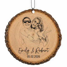 Load image into Gallery viewer, Personalized Photo Upload Wood Slice Ornament Custom Couple Gift
