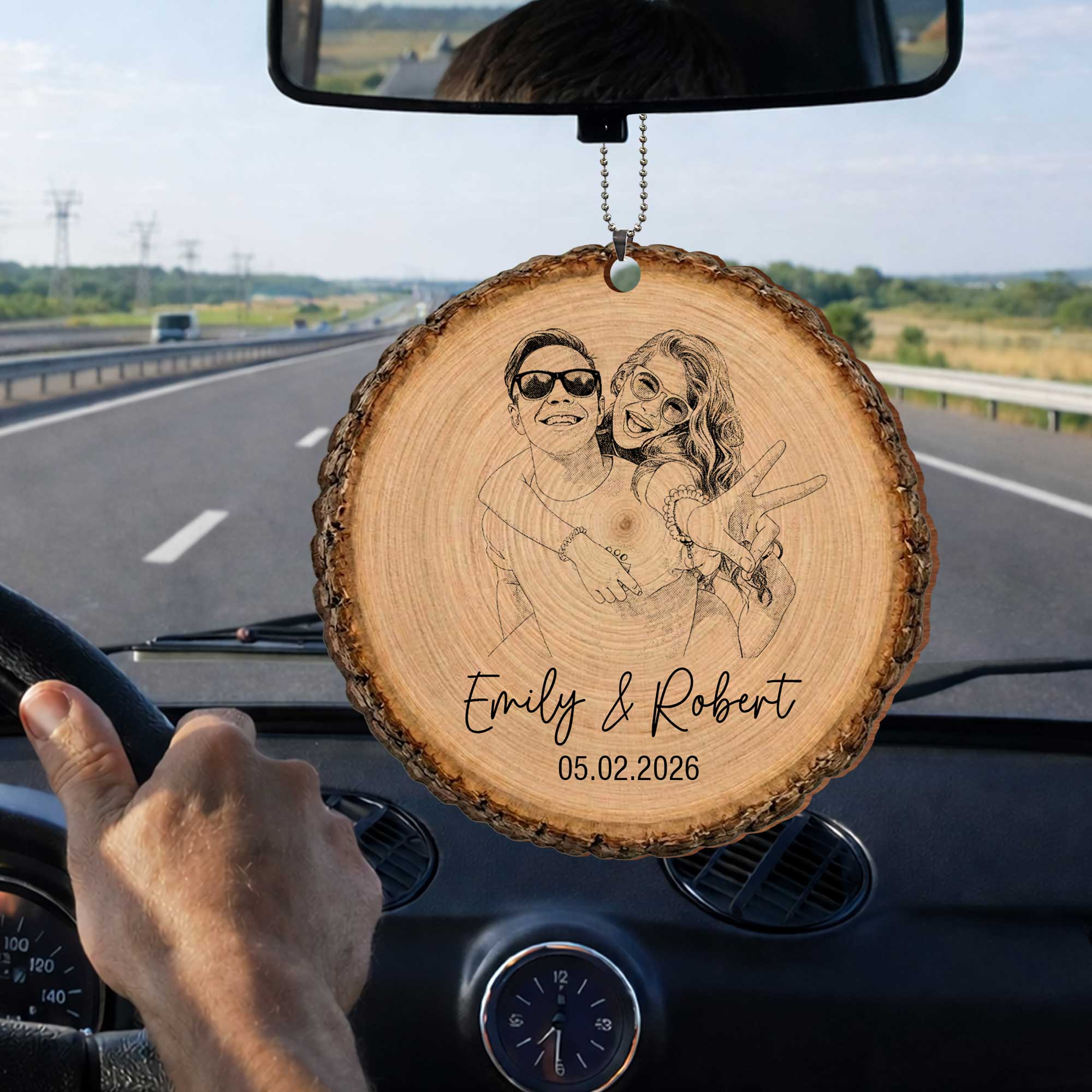 Personalized Photo Upload Wood Slice Ornament Custom Couple Gift