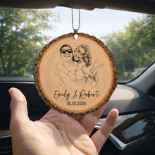 Load image into Gallery viewer, Personalized Photo Upload Wood Slice Ornament Custom Couple Gift
