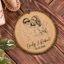Load image into Gallery viewer, Personalized Photo Upload Wood Slice Ornament Custom Couple Gift

