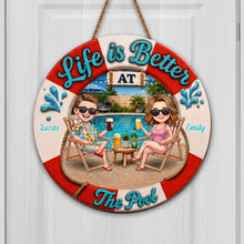 Load image into Gallery viewer, Personalized Custom Shaped Wood Sign for Couples Beach Decor
