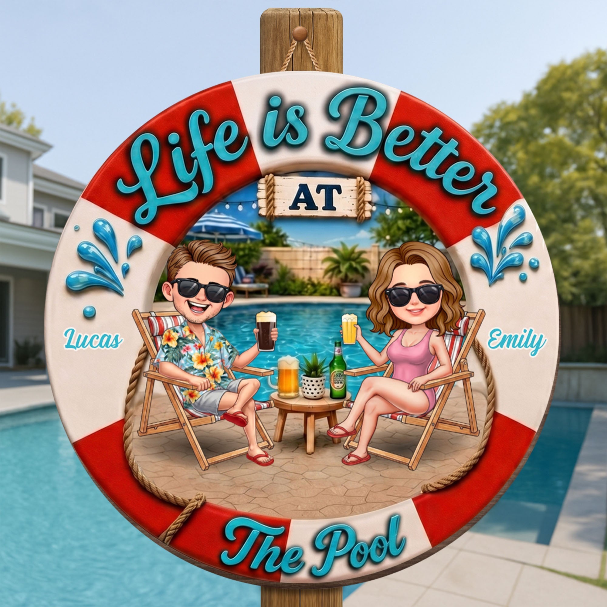 Personalized Custom Shaped Wood Sign for Couples Beach Decor
