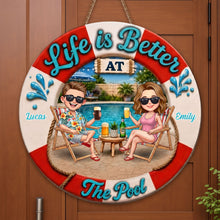 Load image into Gallery viewer, Personalized Custom Shaped Wood Sign for Couples Beach Decor
