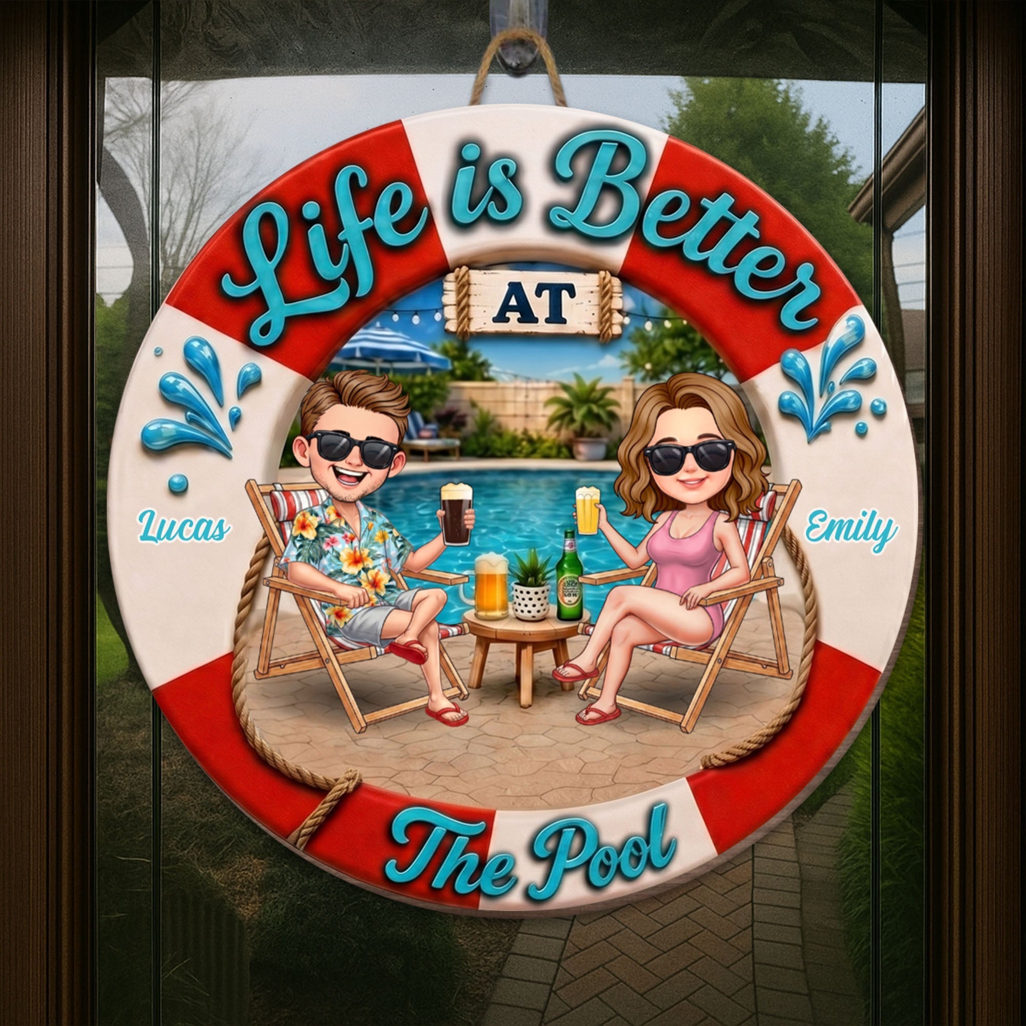 Personalized Custom Shaped Wood Sign for Couples Beach Decor