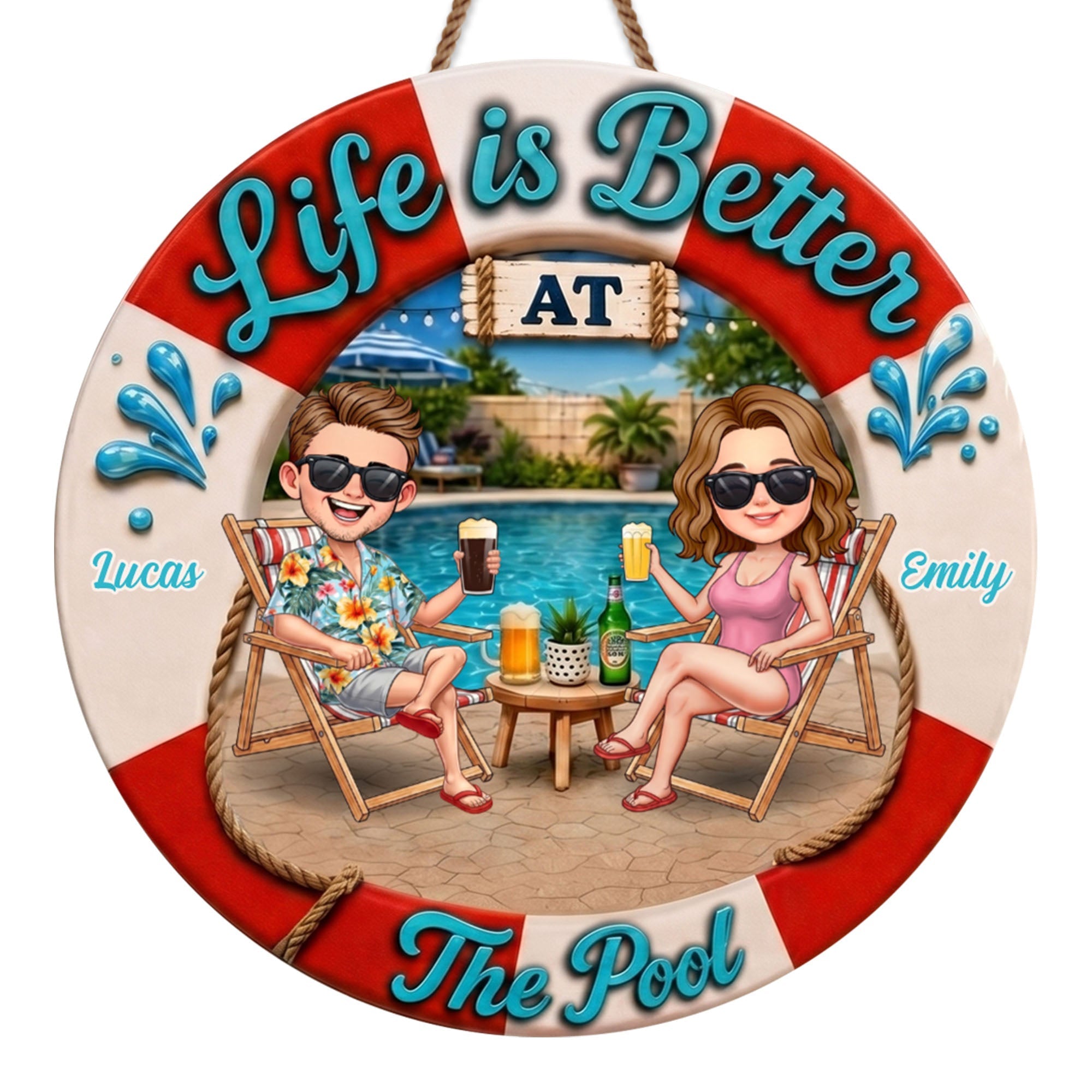 Personalized Custom Shaped Wood Sign for Couples Beach Decor