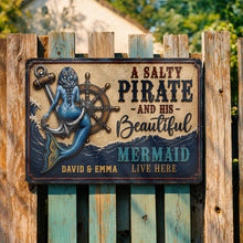 Load image into Gallery viewer, Personalized Nautical Metal Sign for Couples Beach House Decor
