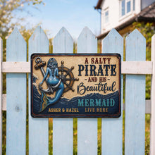 Load image into Gallery viewer, Personalized Nautical Metal Sign for Couples Beach House Decor
