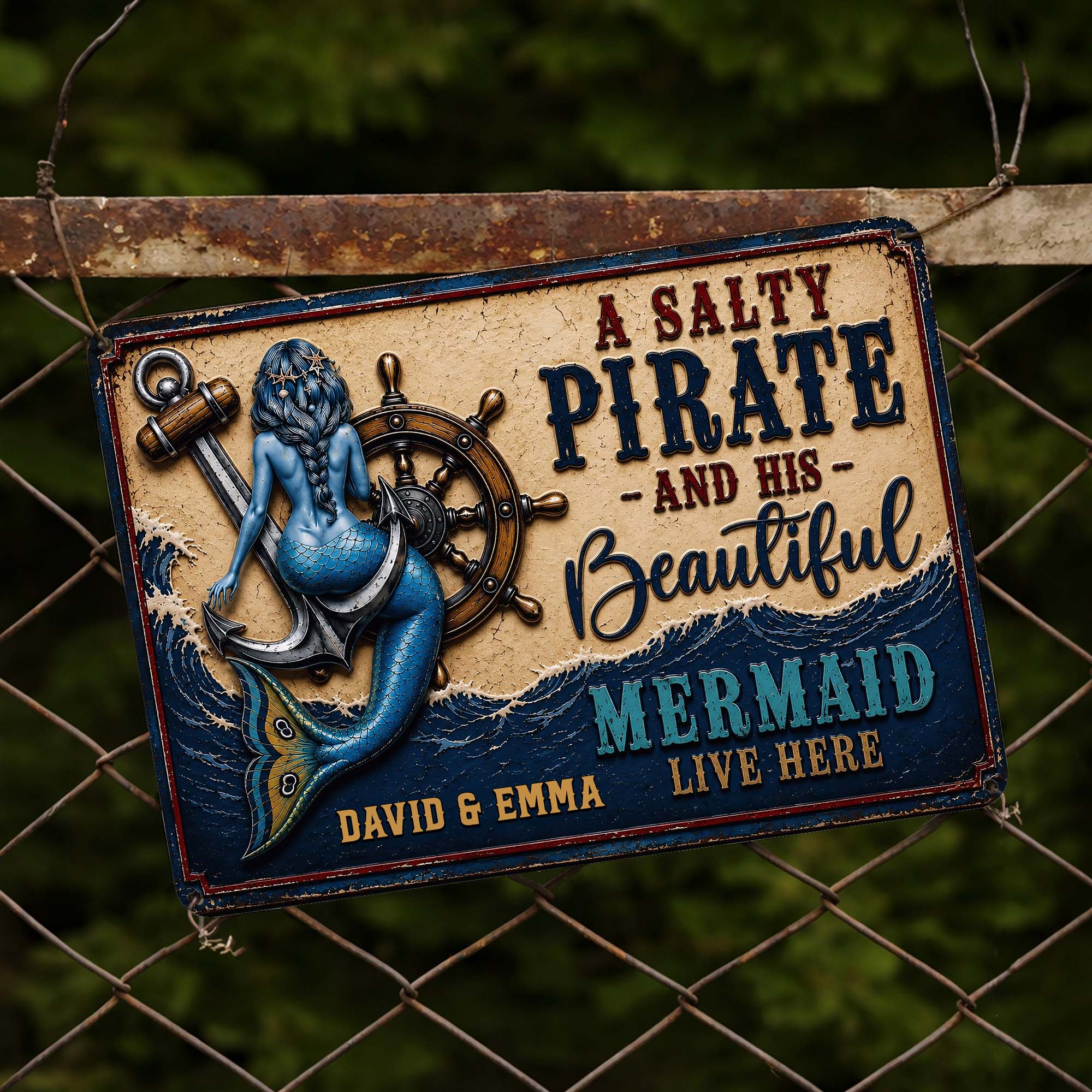 Personalized Nautical Metal Sign for Couples Beach House Decor