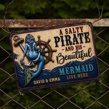 Load image into Gallery viewer, Personalized Nautical Metal Sign for Couples Beach House Decor
