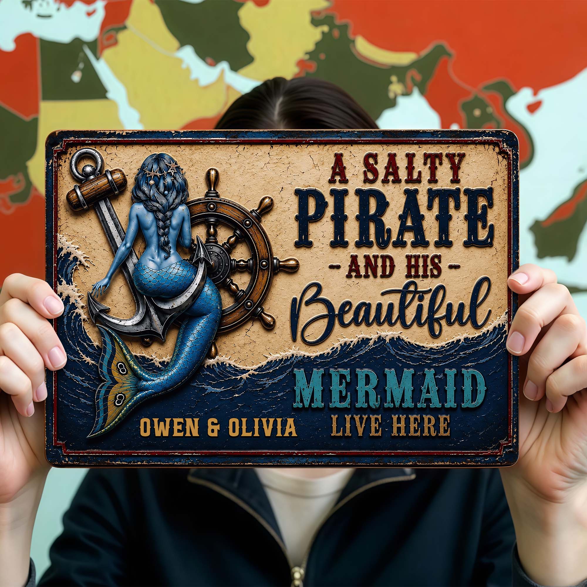 Personalized Nautical Metal Sign for Couples Beach House Decor