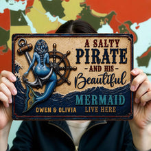 Load image into Gallery viewer, Personalized Nautical Metal Sign for Couples Beach House Decor
