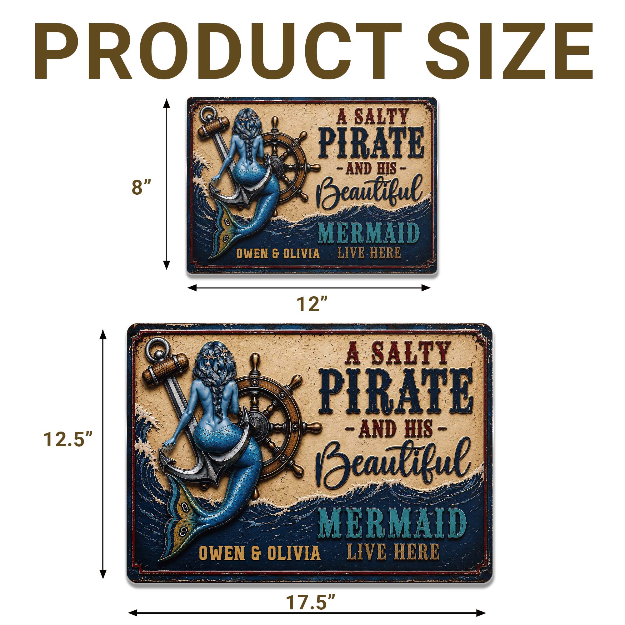 Personalized Nautical Metal Sign for Couples Beach House Decor