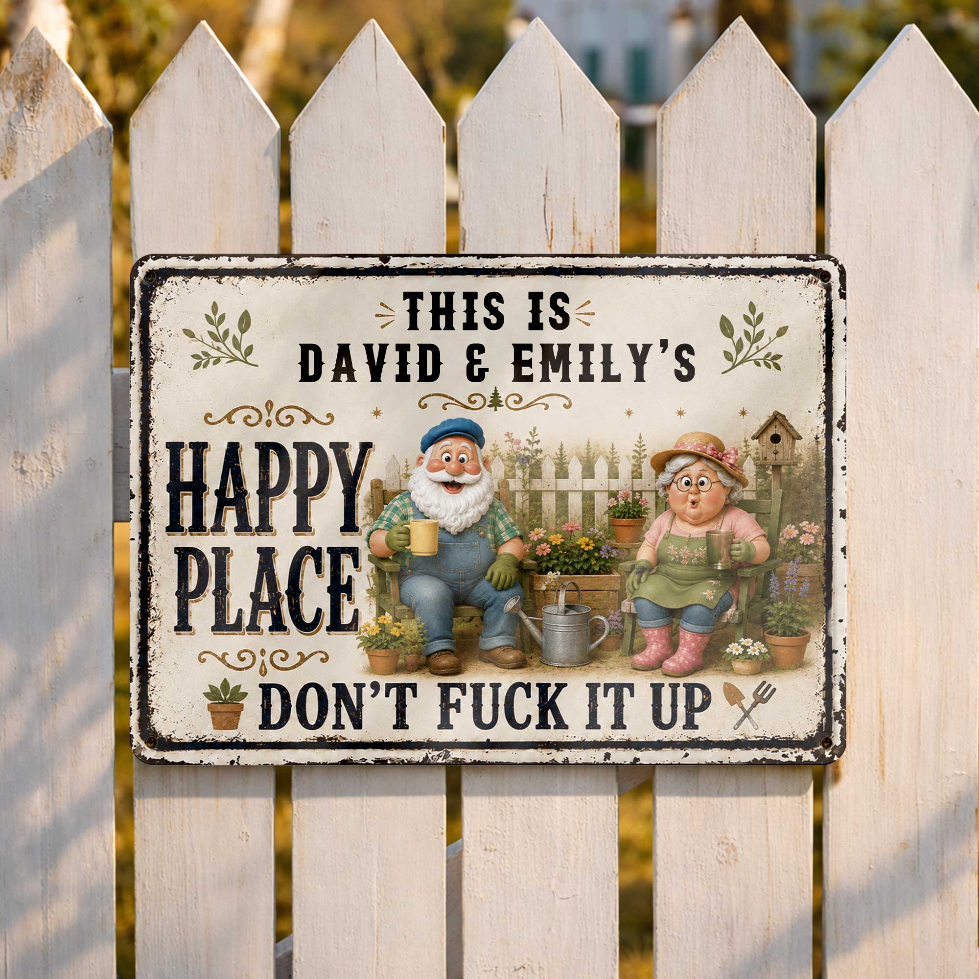 Personalized Metal Sign Custom Couple Gift for Garden Home
