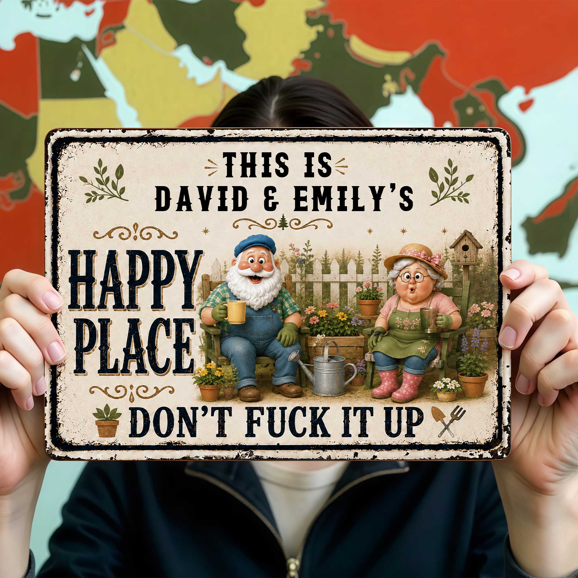 Personalized Metal Sign Custom Couple Gift for Garden Home