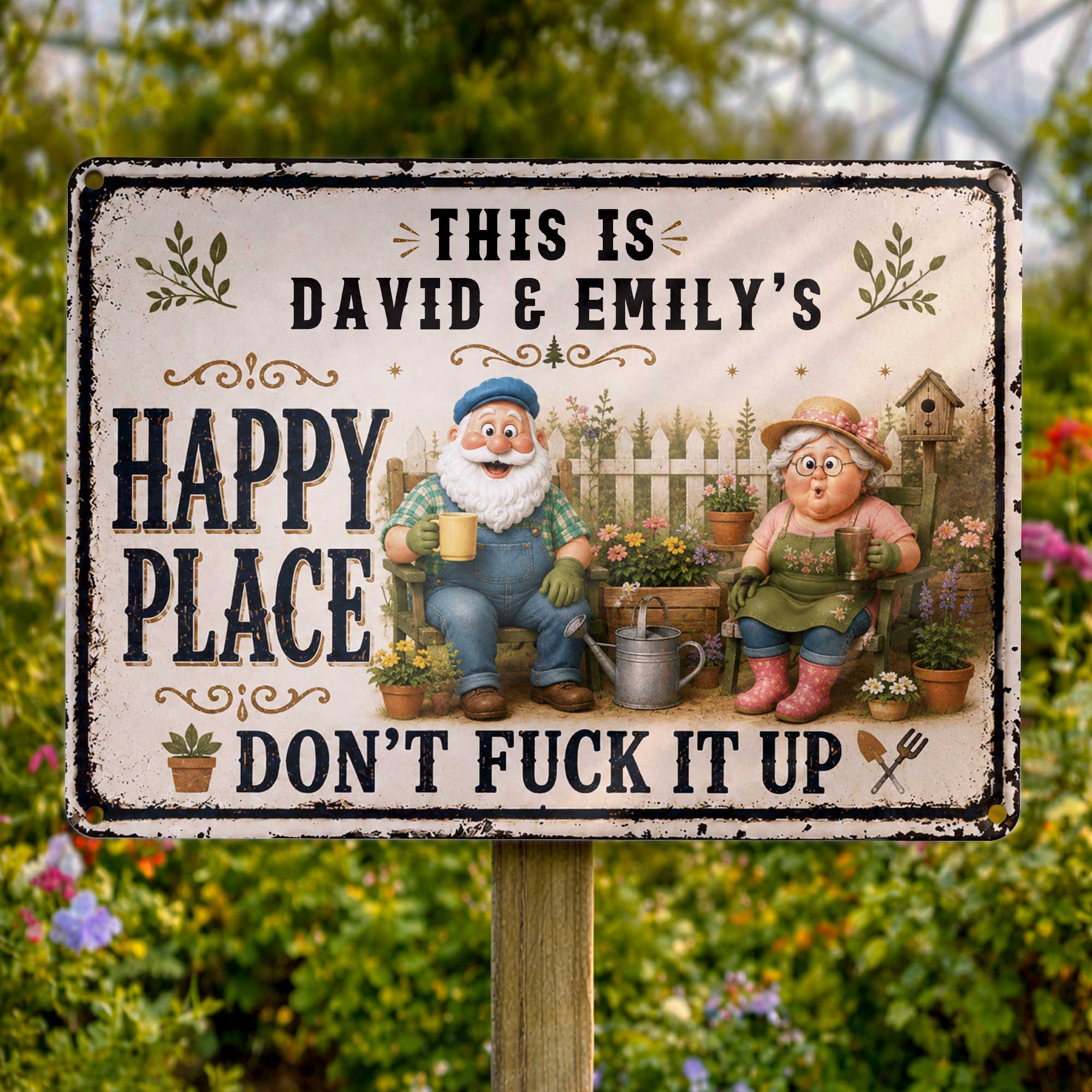 Personalized Metal Sign Custom Couple Gift for Garden Home