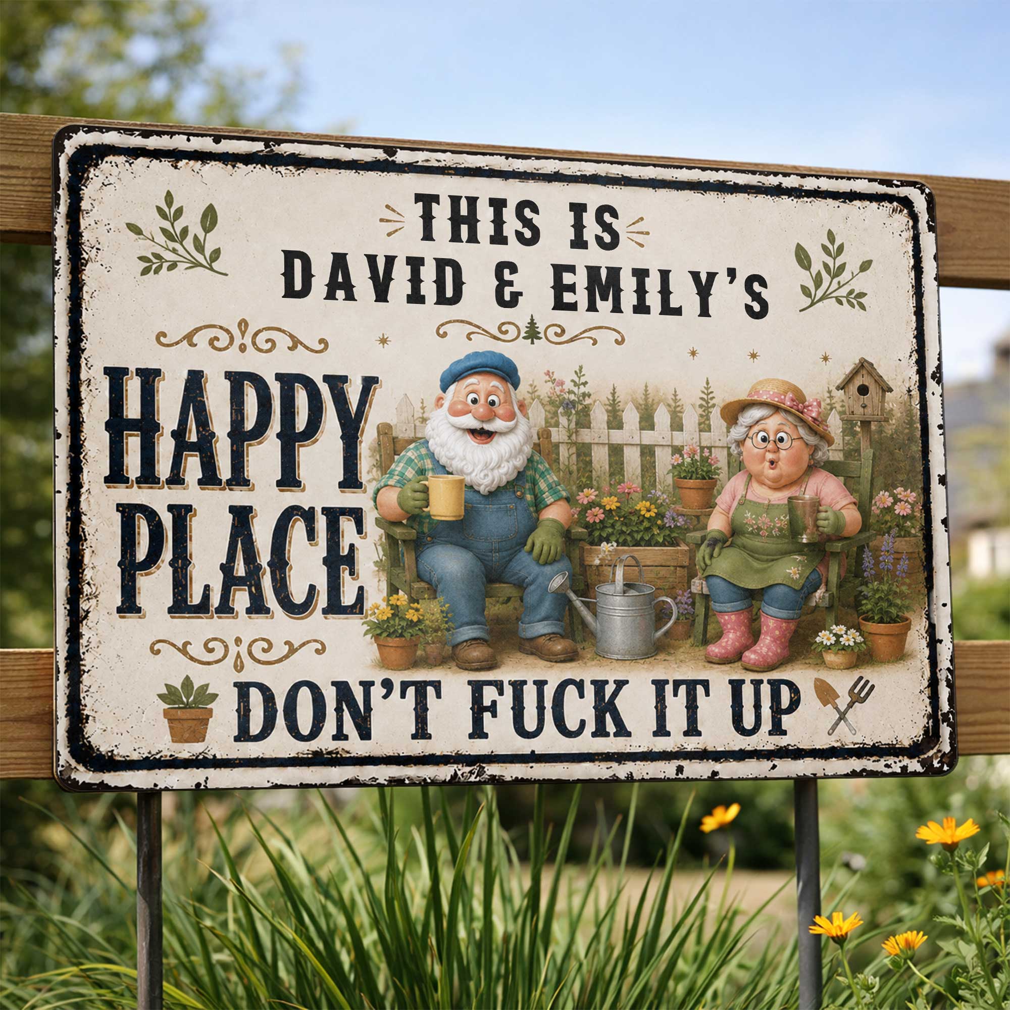 Personalized Metal Sign Custom Couple Gift for Garden Home