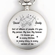 Load image into Gallery viewer, Personalized Silver Plated Pocket Watch Unique Couple Gift

