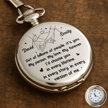 Load image into Gallery viewer, Personalized Silver Plated Pocket Watch Unique Couple Gift
