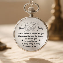 Load image into Gallery viewer, Personalized Silver Plated Pocket Watch Unique Couple Gift
