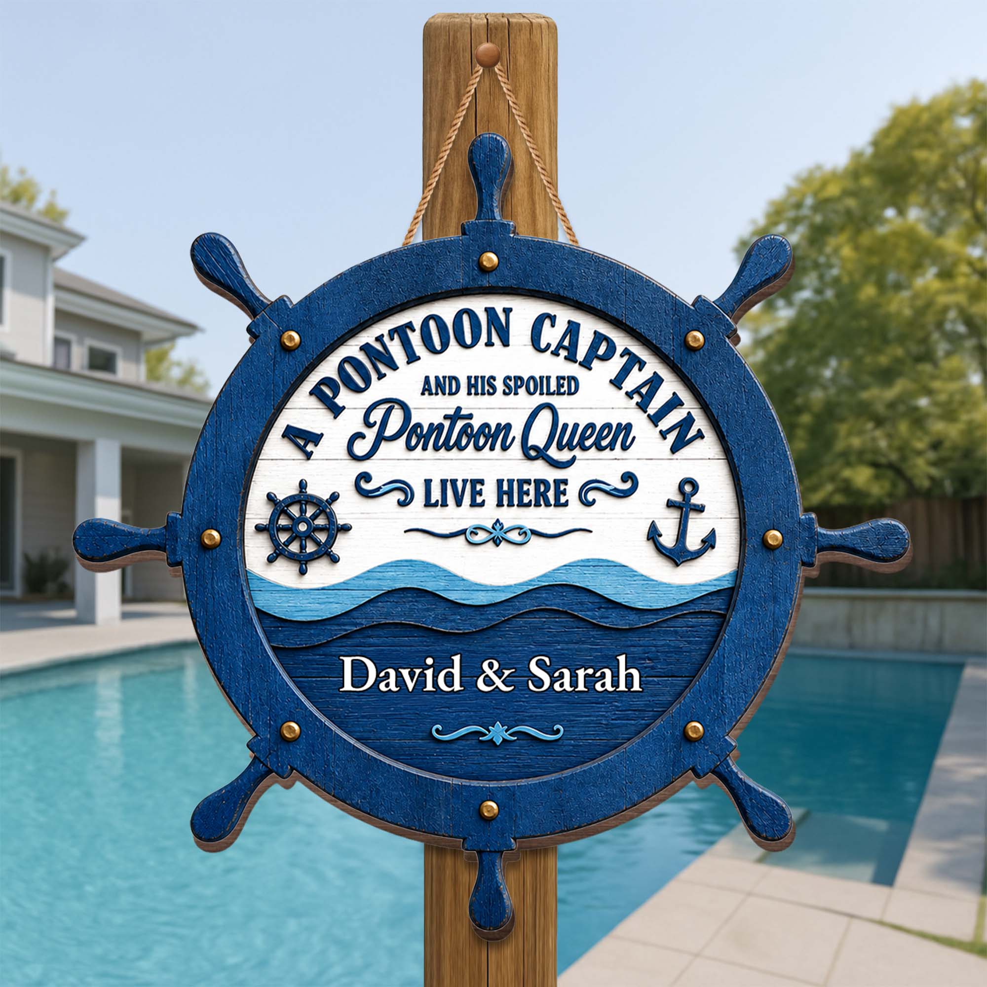 Personalized Nautical Wood Sign Custom Name for Couples Gift