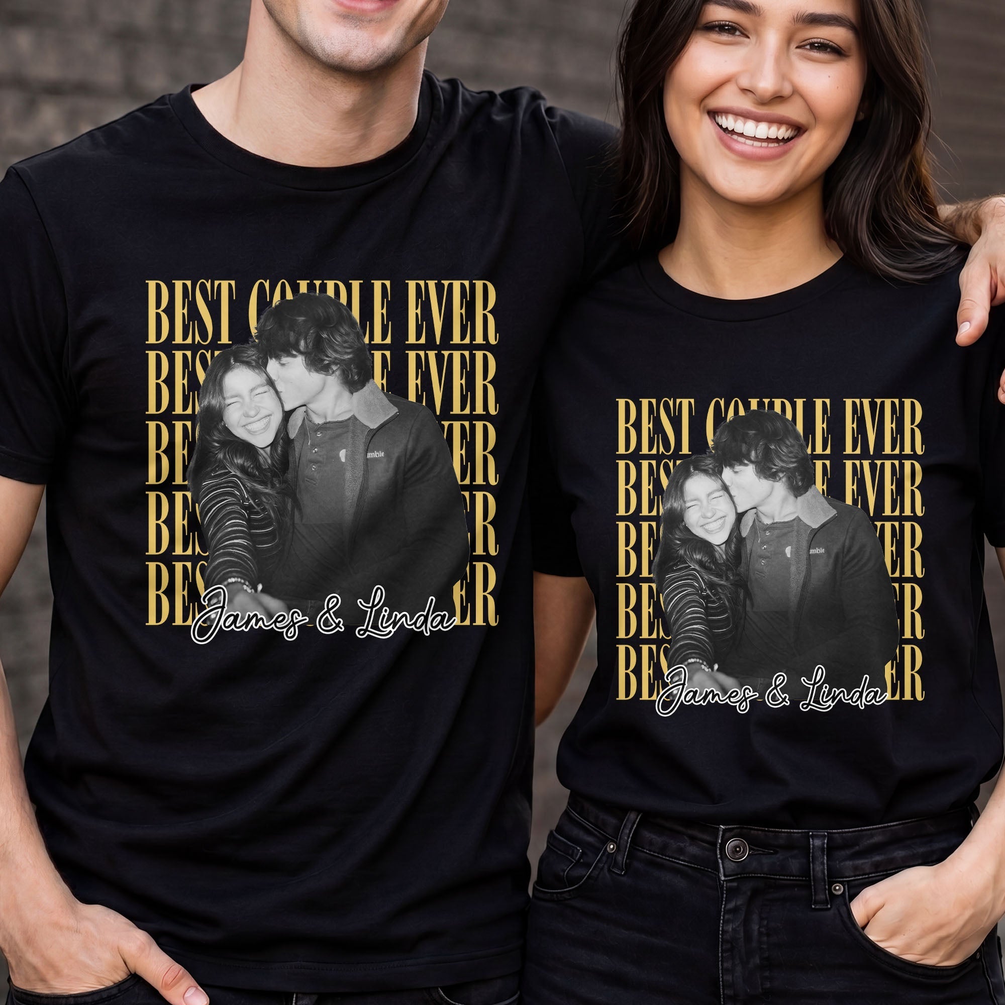 Personalized Couple Photo Upload Shirt Custom Names Gift
