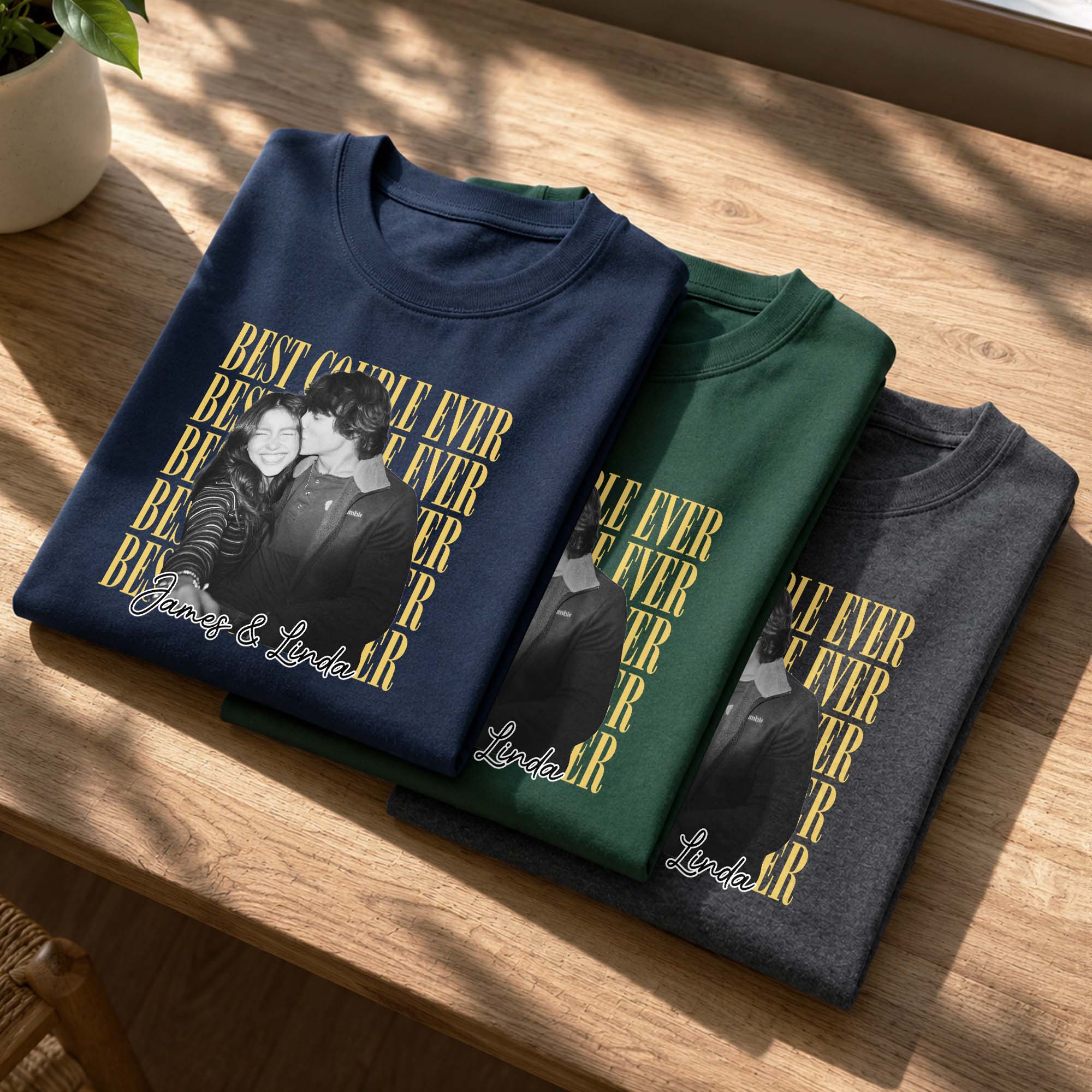 Personalized Couple Photo Upload Shirt Custom Names Gift