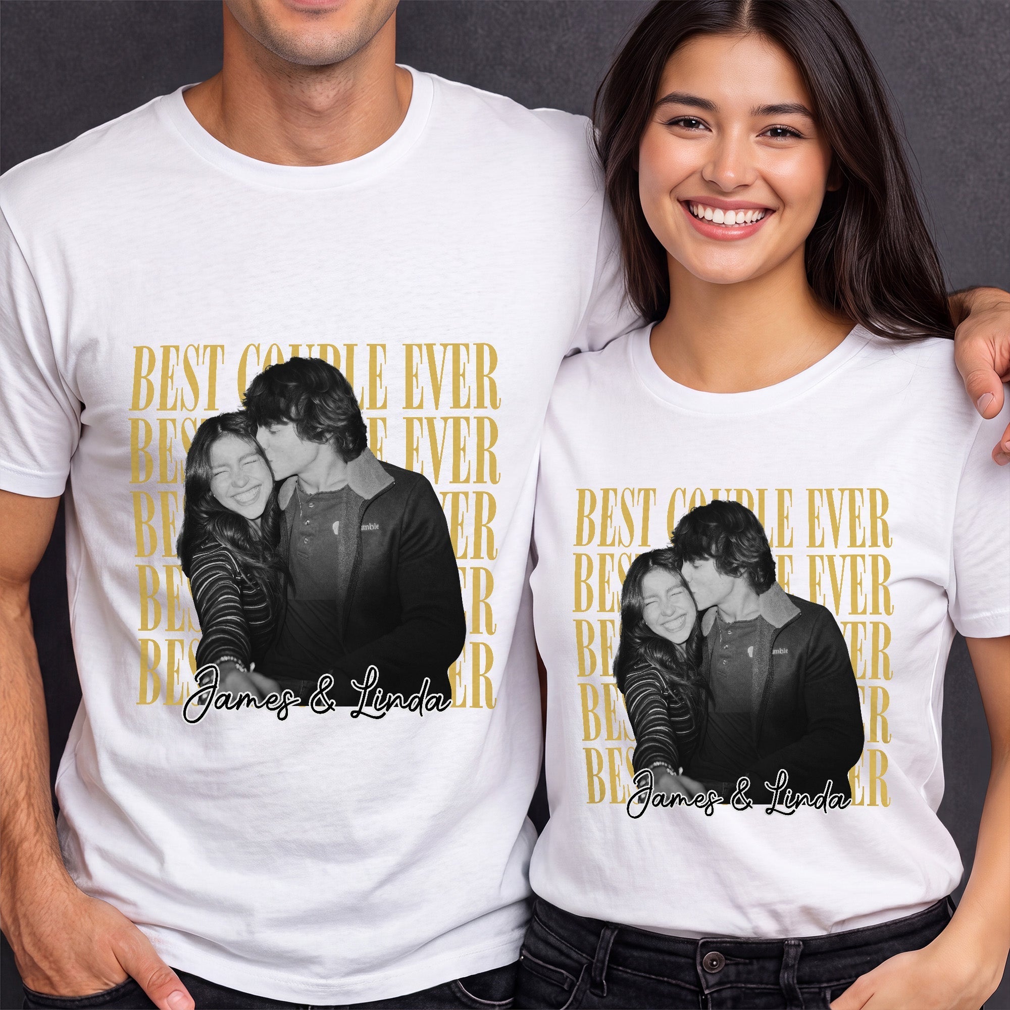 Personalized Couple Photo T-shirt & Hoodie Custom Name Gift