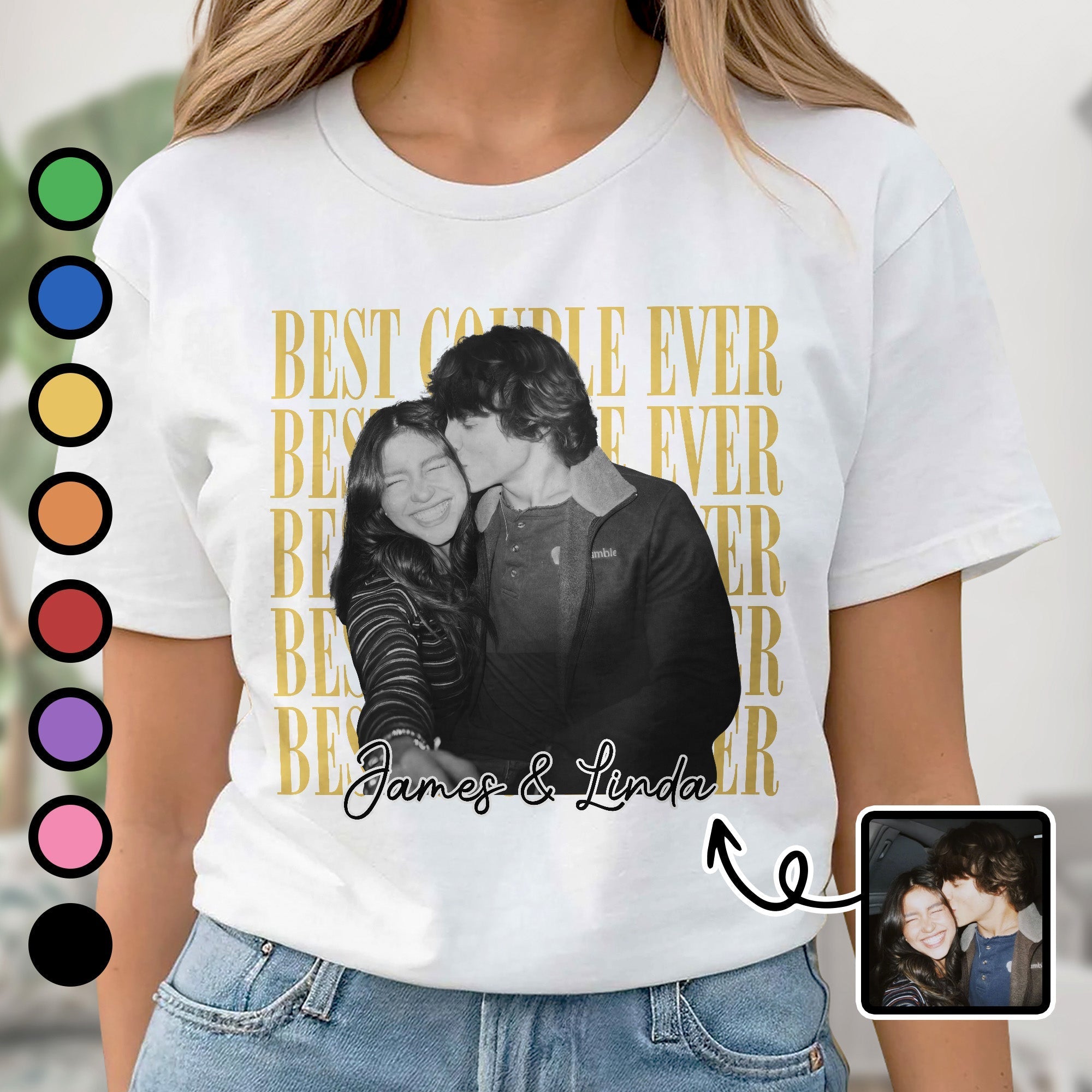 Personalized Couple Photo T-shirt & Hoodie Custom Name Gift